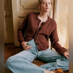 Sezane Titouan Cardigan Chocolate - Size S